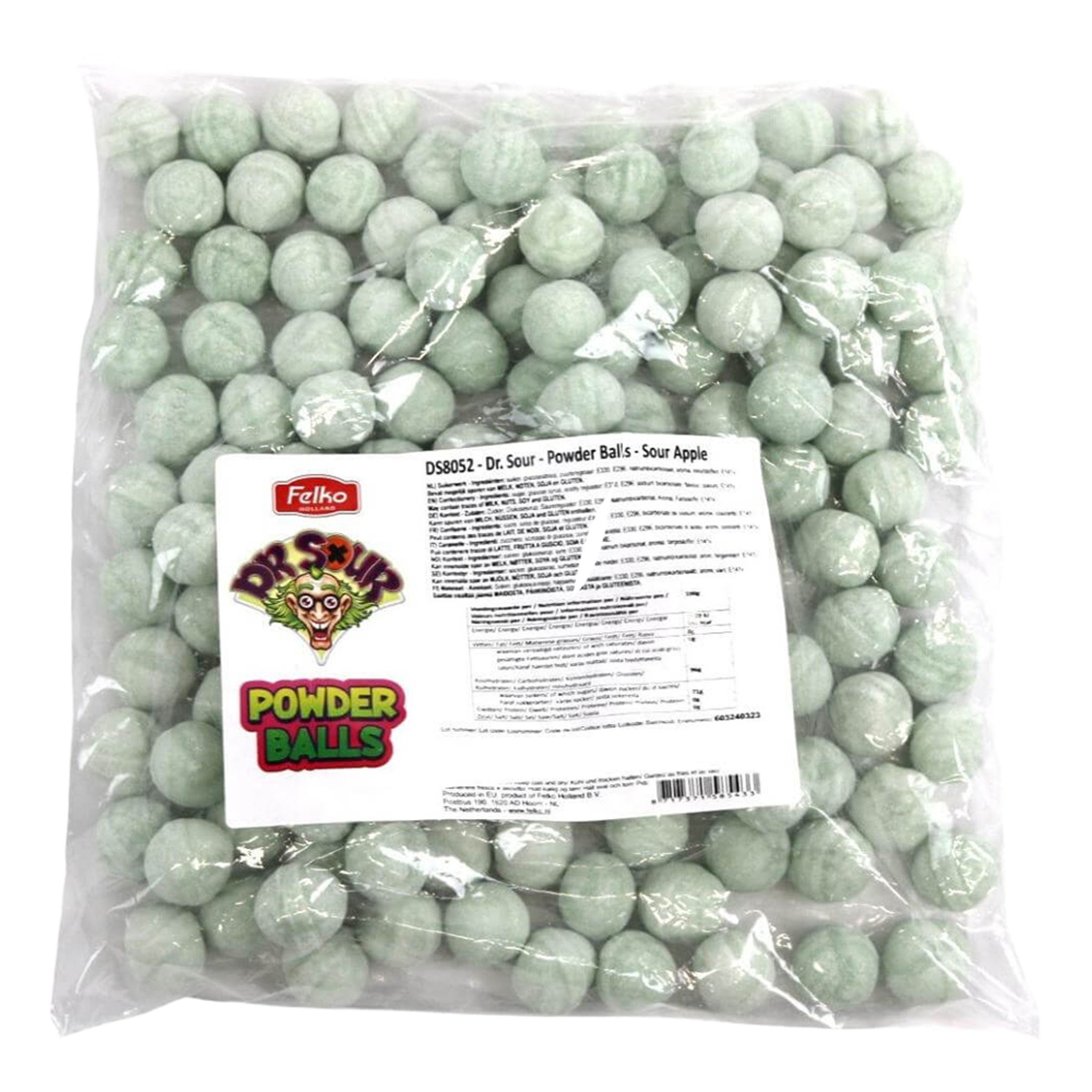 Dr Sour Powder Balls Sour Apple Økonomipakke - 1 kg