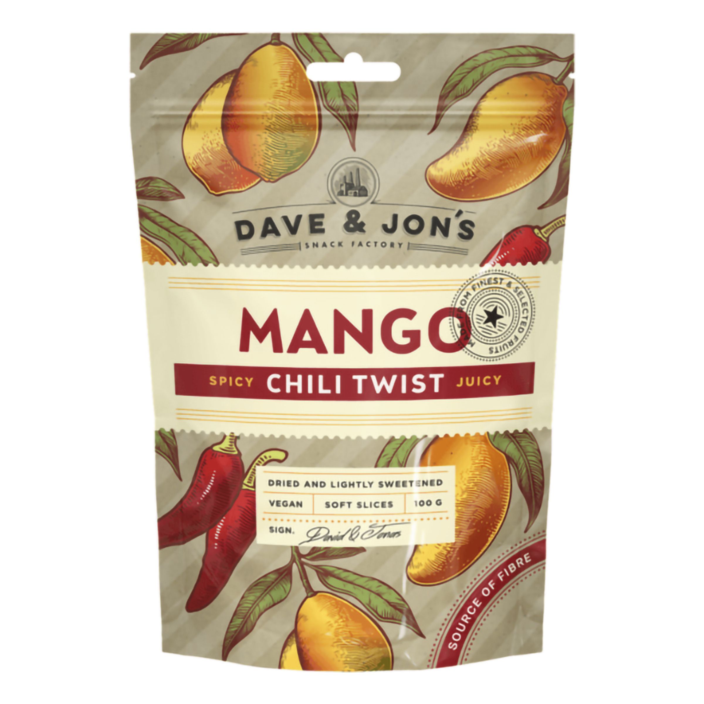Dave & Jons Tørret Mango Chili Twist - 100 gram