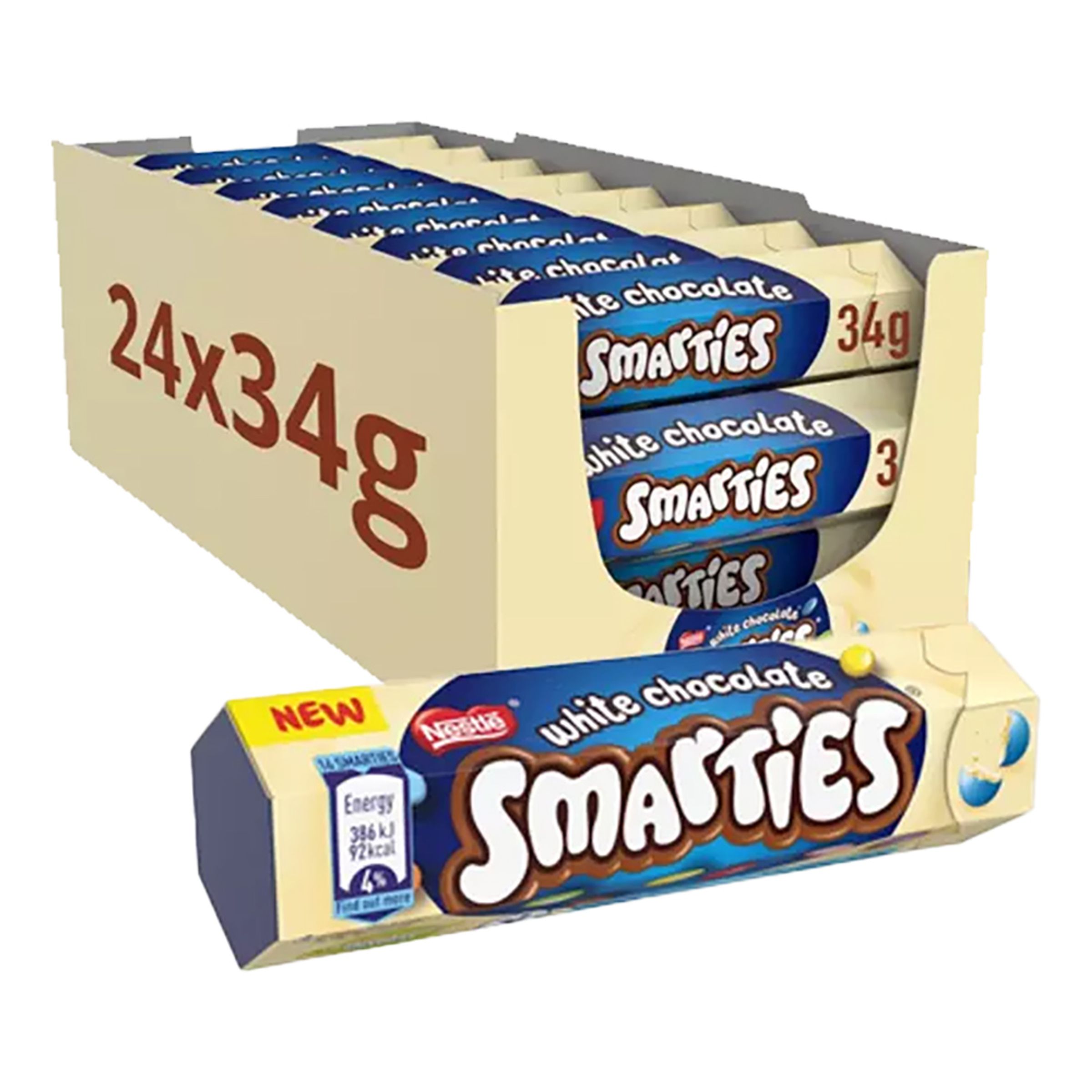 Smarties White Chocolate Tube Økonomipakke - 24-pak